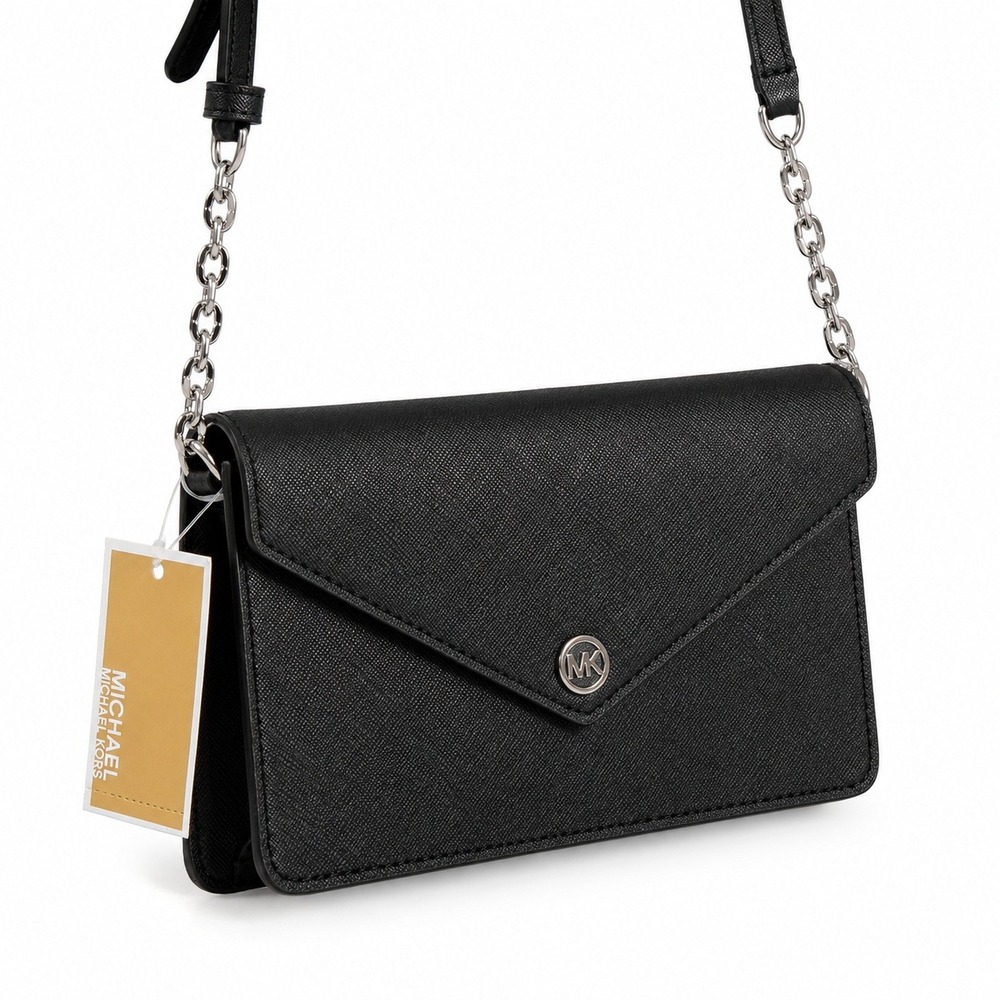 Michael Kors Jet Set Travel Black Saffiano Leather Small Purse Crossbody New